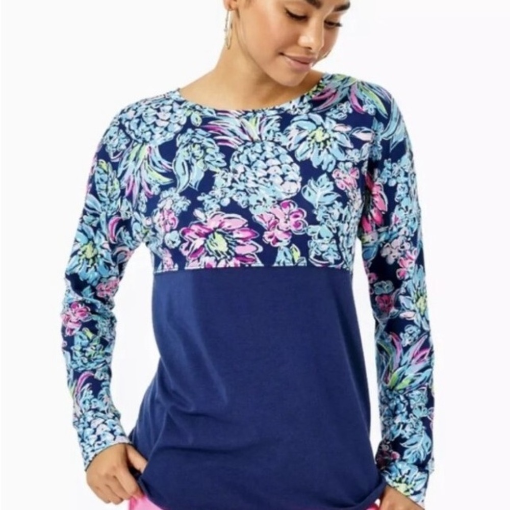 Lilly Pulitzer Finn Tee top HIGH TIDE PINEAPPLE PARADISE size small